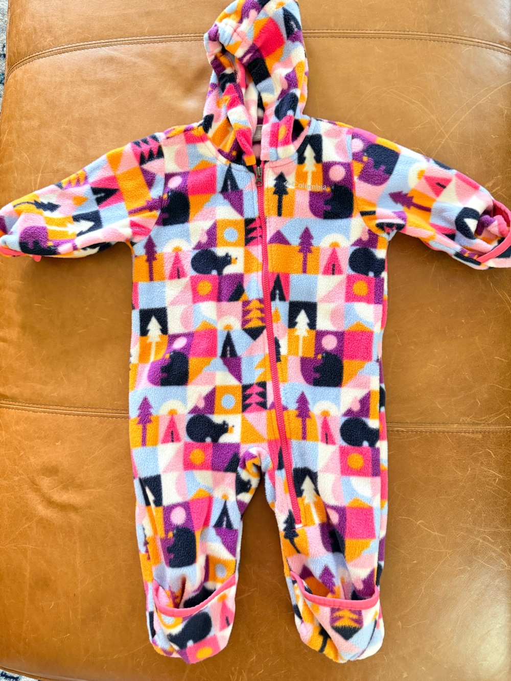 Columbia Kids One-Piece Fleece Coverall in Pink, Orange, Purple, White